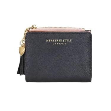 Imagem de Carteiras femininas, carteira pequena e fina para cartão de crédito com bolso para moedas com zíper para identidade, porta-cartões compacto com vários compartimentos para cartões para viagens, compras