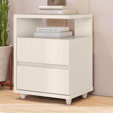 Imagem de Mesa De Cabeceira 2 Gavetas Nora Casa 812 Off White