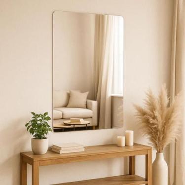 Imagem de Espelho Retangular 90x60cm Parede Banheiro Quarto Sala Hall Design Mod