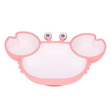 Imagem de Asixxsix Placa de Sucção de Silicone para Crianças, Prato de Comida Infantil Inquebrável Dividido Com Base de Ventosa, Prato Dividido para Treinamento de Autoalimentação para a Maioria (Rosa)