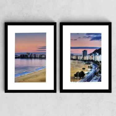 Imagem de Kit 2 Quadros Copacabana Rio De Janeiro Praia Rj 021 Decoração Foto Moldura Composição