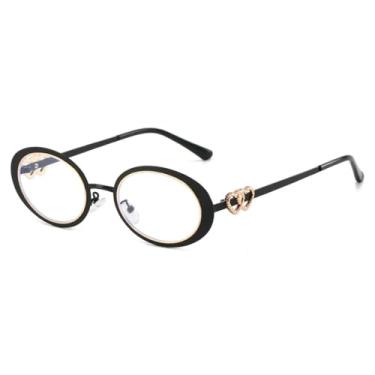 Imagem de HCHES Lindos óculos de sol ovais femininos com design de coração duplo na cor rosa, estilo fashion, com proteção UV400 (preto e anti-luz azul).