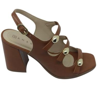 Imagem de Sandália Salto Bloco Ramarim Feminina Pedraria 2541205