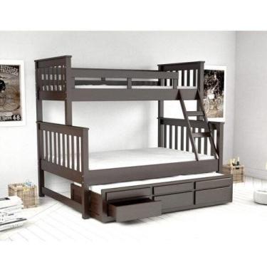 Imagem de Treliche Com Cama De Casal Com 3 Gavetas 100% Madeira Maciça - Móveis 