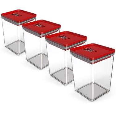 Imagem de Kit Pote Mantimento Hermético 4 Peças de 1,5L Organizador Multiuso Coz