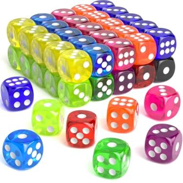 Imagem de Rerdeim 60 Pieces Dice Set, 16mm Standard Bulk 6 Sided Colored Dices for Board Games, Math Learning, Classroom, 10 Color, 6 Pieces of Each Color