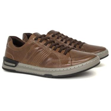 Imagem de Sapatênis Masculino Democrata Shift Couro Denim, Conhaque, 38