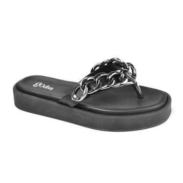 Imagem de Tamanco Godiva Plataforma Corrente Preto Elegância, Preto, 36