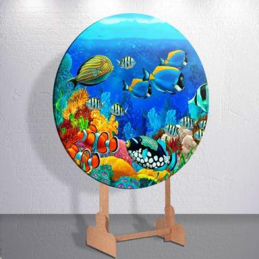Imagem de Capas Festa Infantil Fundo Do Mar Painel Redondo Grande ou Mini Estamp