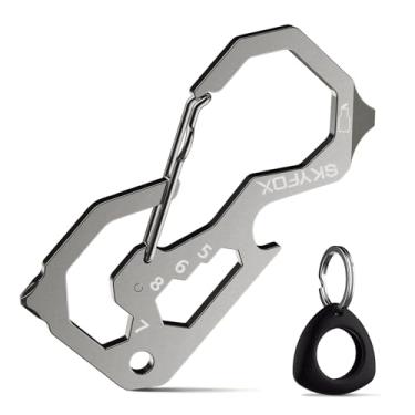 Imagem de Chaveiro Mosquetão Multiferramenta Skyfox Com Estojo Airtag, Ferramenta de Cartão de Crédito Edc Com Abridor de Garrafas, Chave de Fenda, Chave Tavada, Barra de Alavanca Para Caminhadas, Acampame