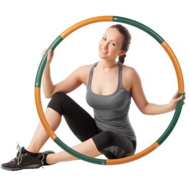 Imagem de Ryno Tuff Hula Hoops para adultos – Argola de hula pesada de 453 g com acolchoamento de espuma extra grosso, bolsa de transporte e corda de salto bônus grátis – Aros de hula pesados para exercícios 8 seções destacáveis para fácil armazenamento