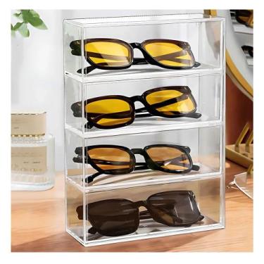 Imagem de Porta Óculos Escuro Sol Organizador Estojo 4 Divisórias Case Transpare