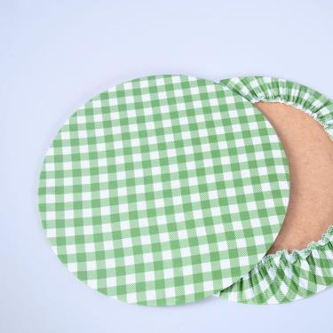 Imagem de Sousplat Estampado Allegra 2 Peças Capa E Base Mdf 35cm Diâmetro 100% Poliéster - Xadrez