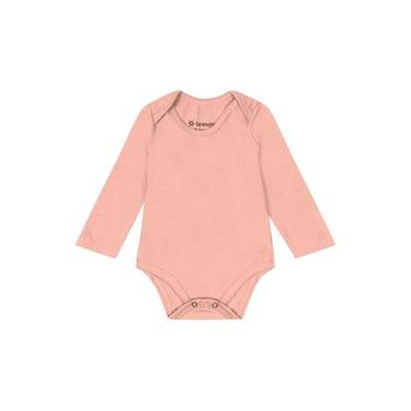 Imagem de Body bebê unissex manga longa em cotton Brandili-Rosa, M, Rosa