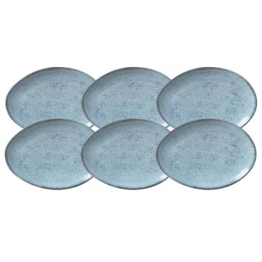 Imagem de Jogo De Pratos Raso 31Cm 6 Peças Oval Orgânico Breeze Azul