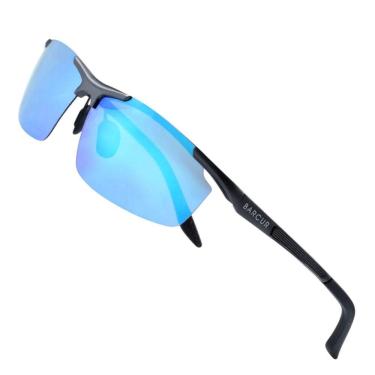 Imagem de Óculos De Sol Espelhado Masculino Lente Polarizada Uv400 Azul