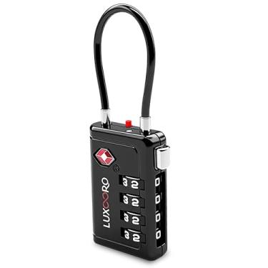 Imagem de LUXOORO Cadeado de bagagem aprovado pela TSA com indicador de alerta, combinação redefinível de 4 dígitos, trava de viagem de liga de zinco durável para mala, mochila, caixa de ferramentas, armário