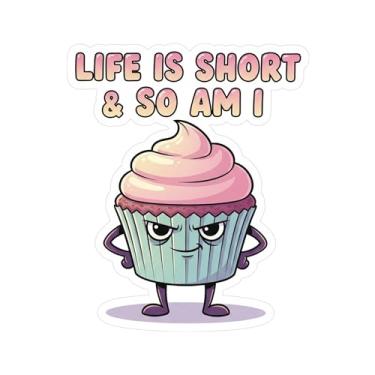 Imagem de Adesivo Life is Short and So Am I, adesivos de vida jovem, adesivo engraçado, decalque de vinil impermeável para garrafas de água, laptop, janela de carro, capacete