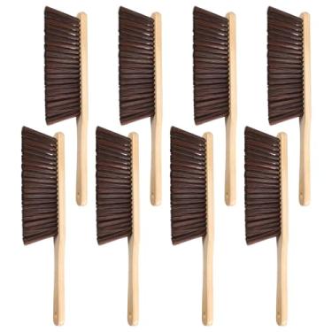 Imagem de Escova de madeira de 8 peças para vassoura manual com cabo longo para limpeza de carro, cama, sofá, lareira, sofá (marrom)