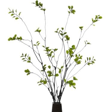 Imagem de YUDAX 4 ramos artificiais de eucalipto de 90 cm para enchimento de vasos, hastes de vegetação sintética, folhas de galho dobráveis para decoração minimalista de interiores