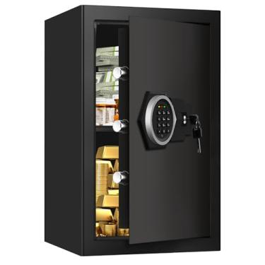 Imagem de Cofres domésticos extragrandes à prova de fogo à prova de fogo, à prova d'água, antifurto, cofre de incêndio com teclado digital e prateleira removível, caixa à prova de fogo para documentos