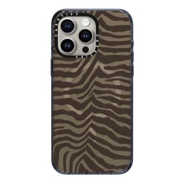 Imagem de CASETiFY Capa Impact para iPhone 15 Pro Max [4X testado contra quedas de grau militar/proteção contra quedas de 2,5 metros/compatível com Magsafe] - marrom zebra - azul clássico