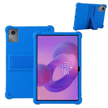 Imagem de Capa para Lenovo Tab K11 Gen 2, capa para tablet KONXISA com material de silicone premium, função de suporte dobrável, capa para tablet à prova de choque e proteção total, capas protetoras, azul