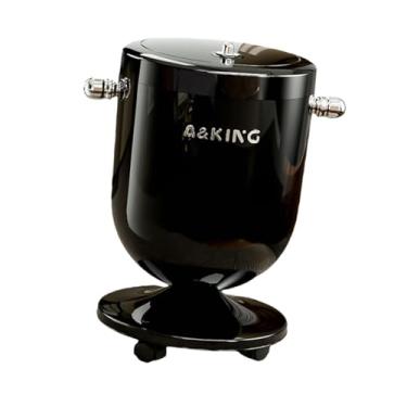 Imagem de Bothyi Lixeira com tampa, lixeira móvel com rodas, decorativa de 15 litros para sala de estar, banheiro de trailer, Preto