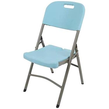 Imagem de Espreguiçadeira cadeiras de jardim cadeira dobrável escritório reunião cadeira dobrável moderna simples casa estudante computador cadeira portátil encosto pessoal (cor: azul)