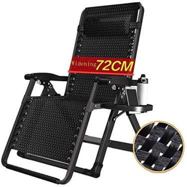 Imagem de Espreguiçadeira de jardim dobrável com gravidade zero, cadeira reclinável, reclinável, para uso ao ar livre, reclinável, suporte reclinável, 200 kg (cor, xadrez preto e branco), preta