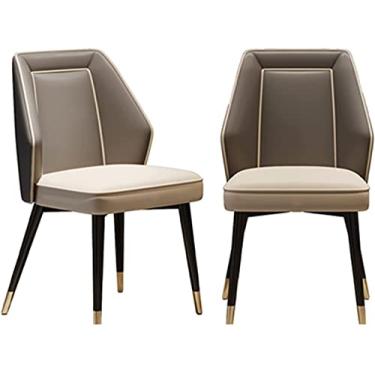 Imagem de Conjunto de cadeiras de jantar – Cadeiras de canto de cozinha, cadeiras de jantar de cozinha, conjunto de 2 cadeiras de sala de estar, cadeira lateral de couro à prova d'água com pernas de aço carbono