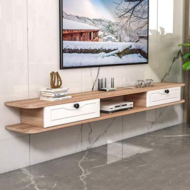 Imagem de Prateleira de parede prateleira flutuante armário de TV montado na parede caixa set-top box foto troféu brinquedo prateleira de exibição de fundo de TV prateleira de decoração de parede suporte de TV