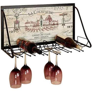 Imagem de Suporte de vinho de parede de vidro criativo suporte de vinho de vidro exposto rack de copo bar sala de estar sala de jantar retrô suporte simples preto