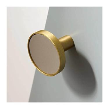 Imagem de 3FLQOOPP Puxador de armário 6 peças puxadores de móveis de couro real de latão cinza claro luxo guarda-roupa cômoda armário gaveta puxadores de gaveta de armário puxadores de gaveta de cômoda de