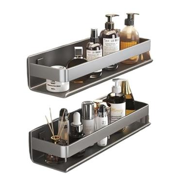 Imagem de Prateleira Para Banheiro Sem Furo Organizador De Shampoo Em Aluminio Premium Suporte Para Banheiro Multiuso(KIT 1 -Retangular -Ouro negro)