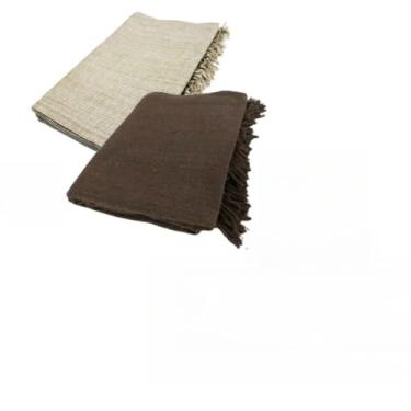 Imagem de Kit 2 Mantas Para Sofa King Gigante 300x180cm Algodao Protetor Decorativo (Caramelo + Marrom Escuro)
