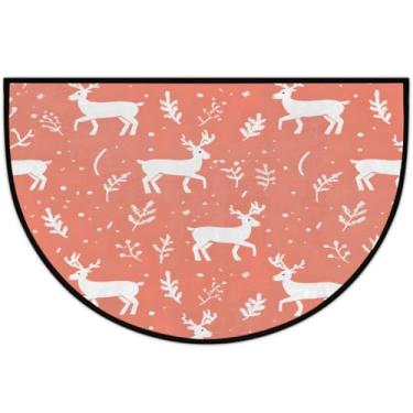 Imagem de Tapete de porta meio redondo, arte natalina, antiderrapante, absorvente, semicírculo, tapetes laváveis, meia lua, tapetes para ambientes internos, pátio, cozinha, banheiro, entrada, lareira, decoração