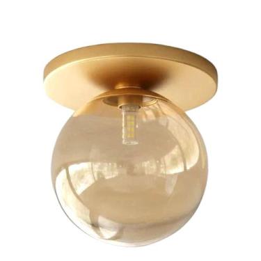 Imagem de Plafon Moderno Dourado Globo de Vidro Sala Corredor Lavabo - Arevo Ilu