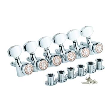 Imagem de Guyker Sintonizadores de travamento de guitarra 6 peças (6 destros) – 1:18 Relação de bloqueio pinos de ajuste de chave cabeças de máquina com alça hexagonal de substituição para guitarras elétricas, folk ou acústicas LP SG Style - cromado