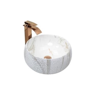 Imagem de Cuba Pia Louça Cerâmica Apoio Banheiro 39x39cm Luxo White