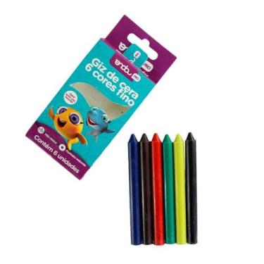 Imagem de Livro para Colorir Infantil com 6 Giz de Cera Cores Finas, 4 Páginas, 23x18cm, Não Tóxico, Papel Resistente