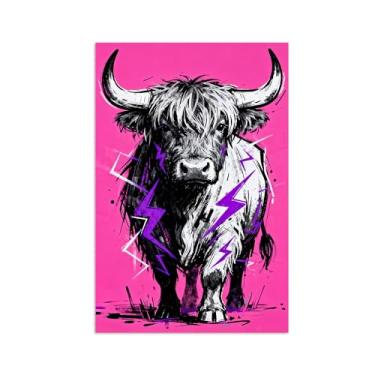 Imagem de Animais Pintura Arte Parede - Vaca Preta e Branca - Impressões em tela - Moderno Colorida Pôster para decoração sala de estar 80x120cm Sem Moldura