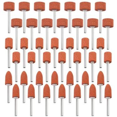 Imagem de 42 peças de pedras de moagem, brocas de lixamento, brocas de óxido de alumínio, conjunto de 42 peças de haste para broca, conjunto de almofariz e pilão de metal para moagem