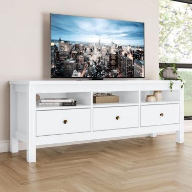 Imagem de Rack para TV Até 65 Polegadas Indiana 3 Gavetas Branco - Henn