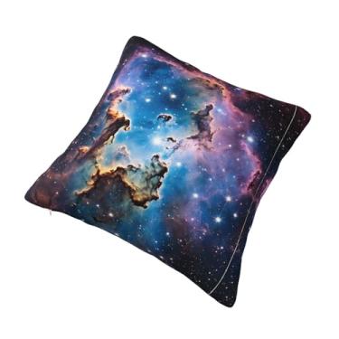 Imagem de Almofada quadrada decorativa com estampa de galáxia colorida - Design reversível, zíper oculto, poliéster macio para sofá, cama e carro - Hipoalergênico 50,8 cm x 50,8 cm