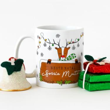 Imagem de Caneca de Porcelana Natal Mágico 300ml – Estampa Sorria Muito para Presente