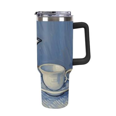 Imagem de Pote de café de 1,134 g e xícara de carro copo de café copo Stanley de grande capacidade copo de aço inoxidável isolado a vácuo selado para suporte de copo de carro e ao ar livre à prova de vazamento