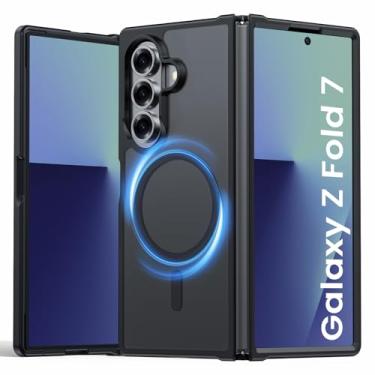 Imagem de Vividarm Capa magnética para Galaxy Z Fold 7, compatível com MagSafe [sem protetor de tela] [proteção de nível militar] Capa de telefone fina à prova de choque fosca translúcida para Samsung Z Fold 7