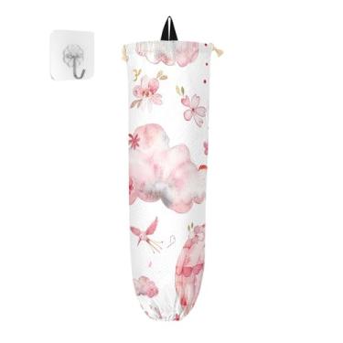 Imagem de xigua Balões de ar quente aquarela suporte de saco plástico suporte de parede com cordão, pacote com 2, organizador de sacolas de compras reutilizável para bolsas, meias, roupas íntimas e gravatas