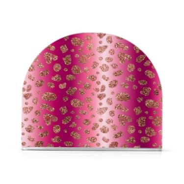 Imagem de Qilmy Porta-guardanapos, porta-guardanapos de acrílico transparente com padrão de leopardo em ouro rosa para mesa, suporte de guardanapo de coquetel de papel de seda para cozinha, dispensador de